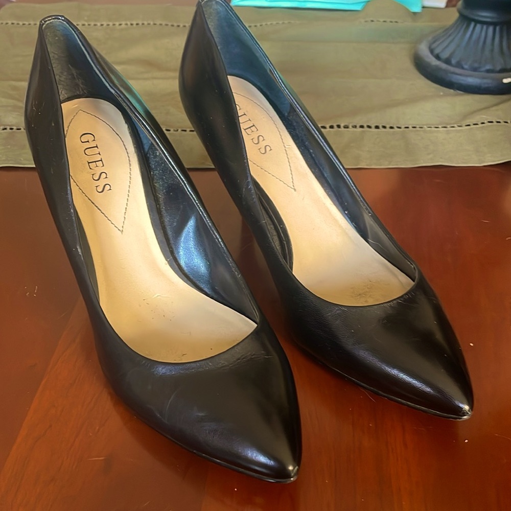 Guess Black Leather Heels size 8